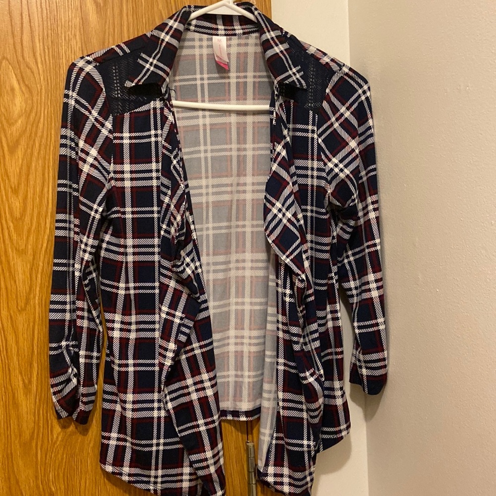 Plaid cardigan/blazer